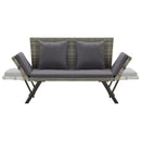 Garden Bench with Cushions 176 cm Grey Poly Rattan