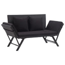 Garden Bench with Cushions 176 cm Black Poly Rattan
