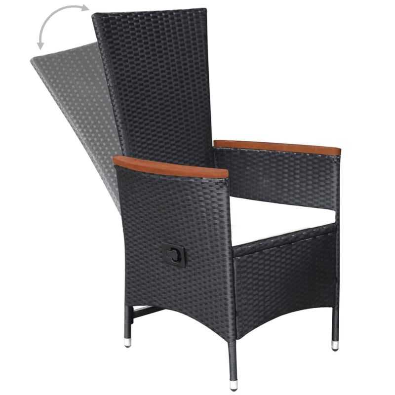 Outdoor Chairs 2 pcs with Cushions Poly Rattan Black
