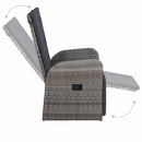 Reclining Garden Chair with Cushion Poly Rattan Grey