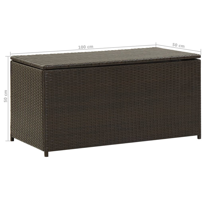 Garden Storage Box Poly Rattan 100x50x50 cm Brown