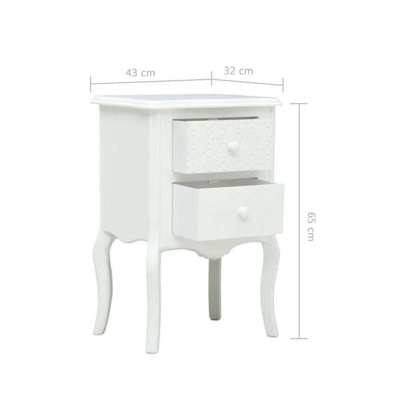 Bedside Cabinet White 43x32x65 cm MDF
