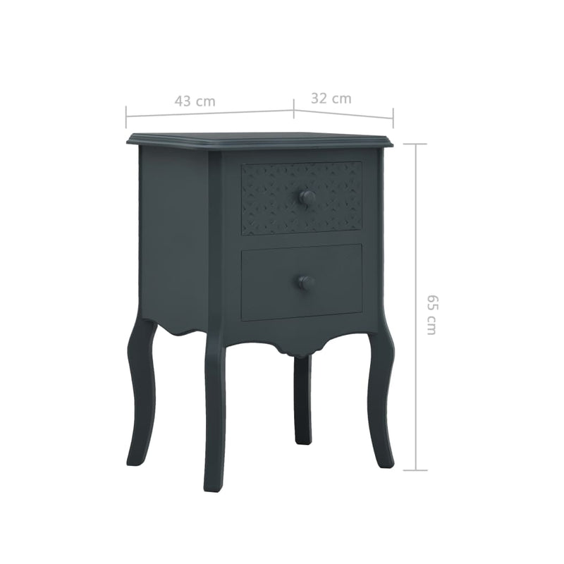 Bedside Cabinet Grey 43x32x65 cm MDF