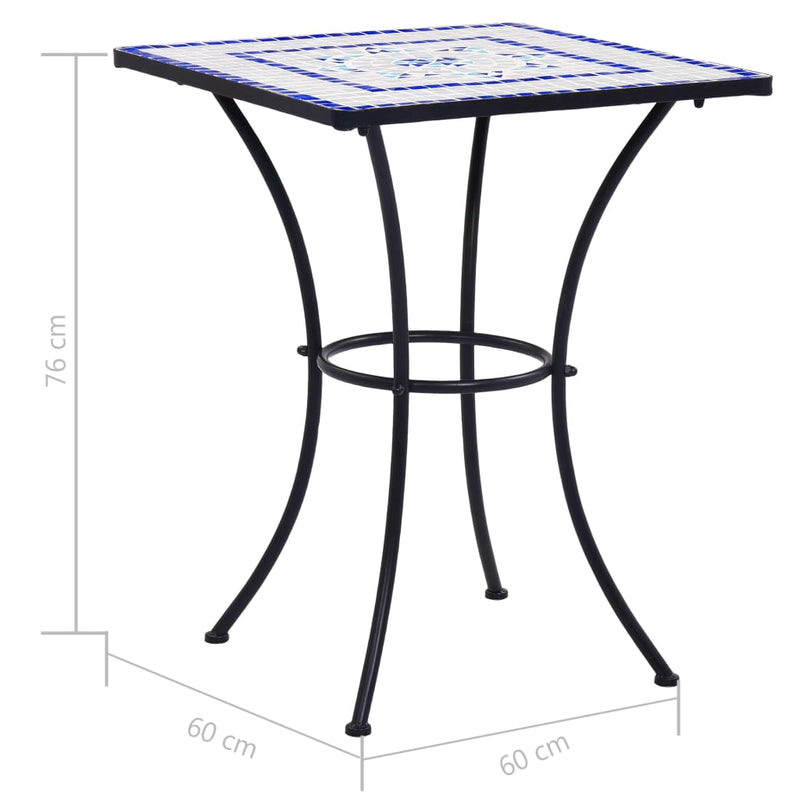 Mosaic Bistro Table Blue and White 60 cm Ceramic