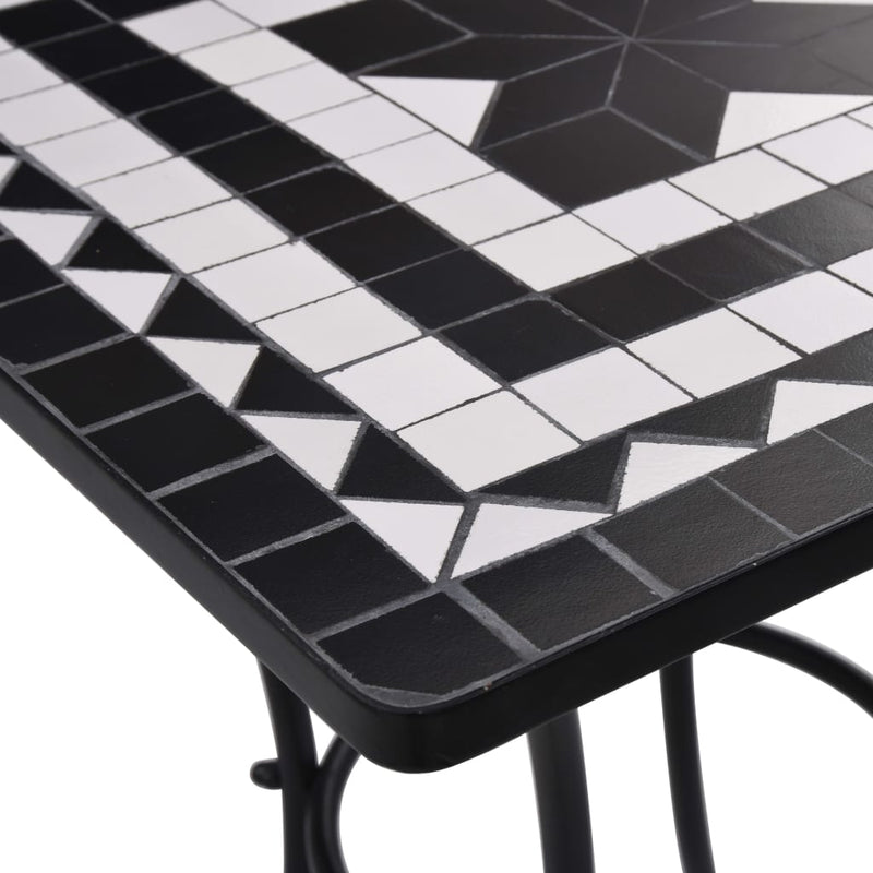 Mosaic Bistro Table Black and White 60 cm Ceramic