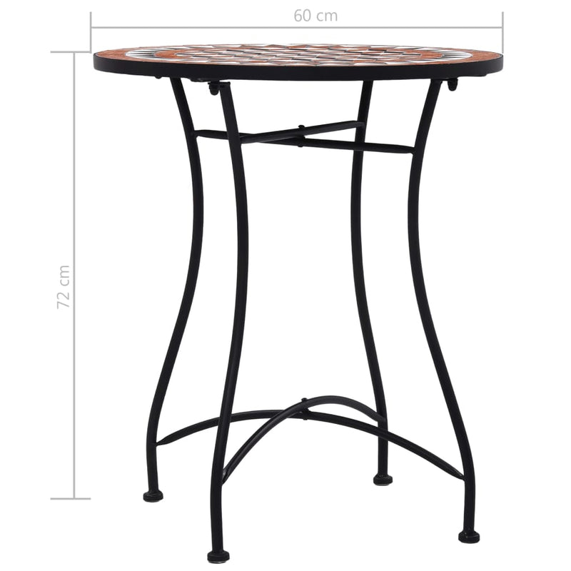 Mosaic Bistro Table Brown 60cm Ceramic