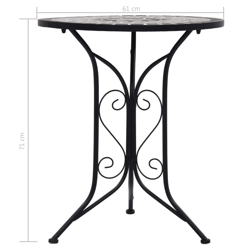 Mosaic Bistro Table Grey 61cm Ceramic