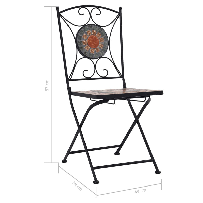 Mosaic Bistro Chairs 2 pcs Orange/Grey