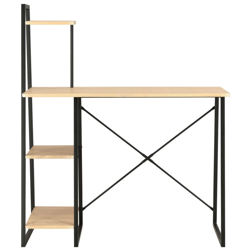 Desk with Shelving Unit Black and Oak 102x50x117 cm