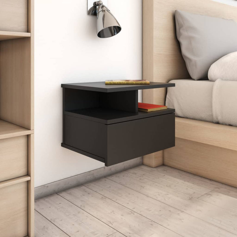 Floating Nightstand Black 40x31x27 cm