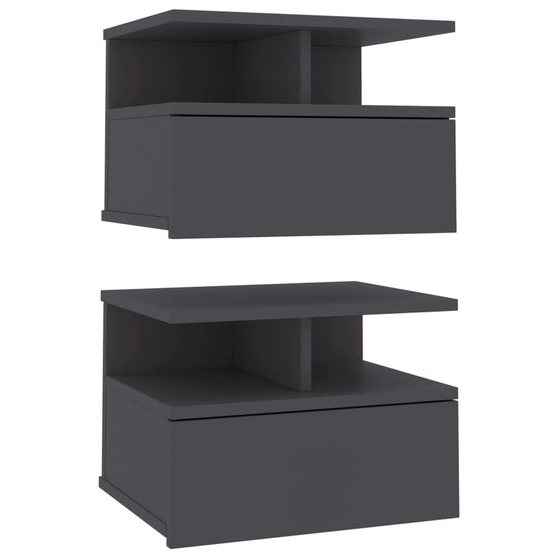 Floating Nightstands 2 pcs Grey 40x31x27 cm