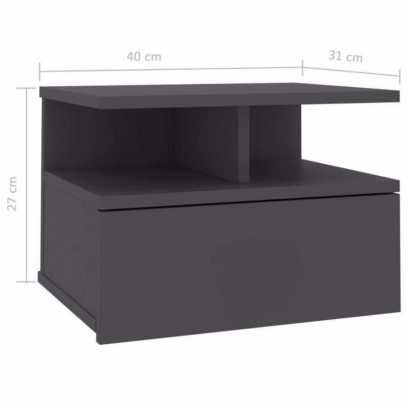 Floating Nightstands 2 pcs Grey 40x31x27 cm