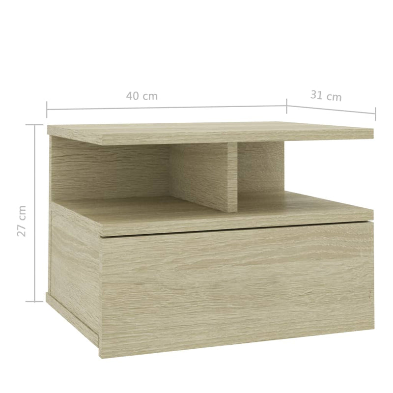 Floating Nightstands 2 pcs Sonoma Oak 40x31x27 cm