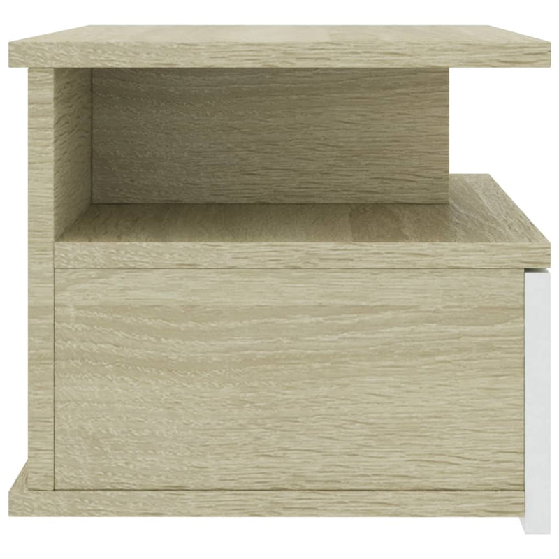 Floating Nightstands 2 pcs White and Sonoma Oak 40x31x27 cm