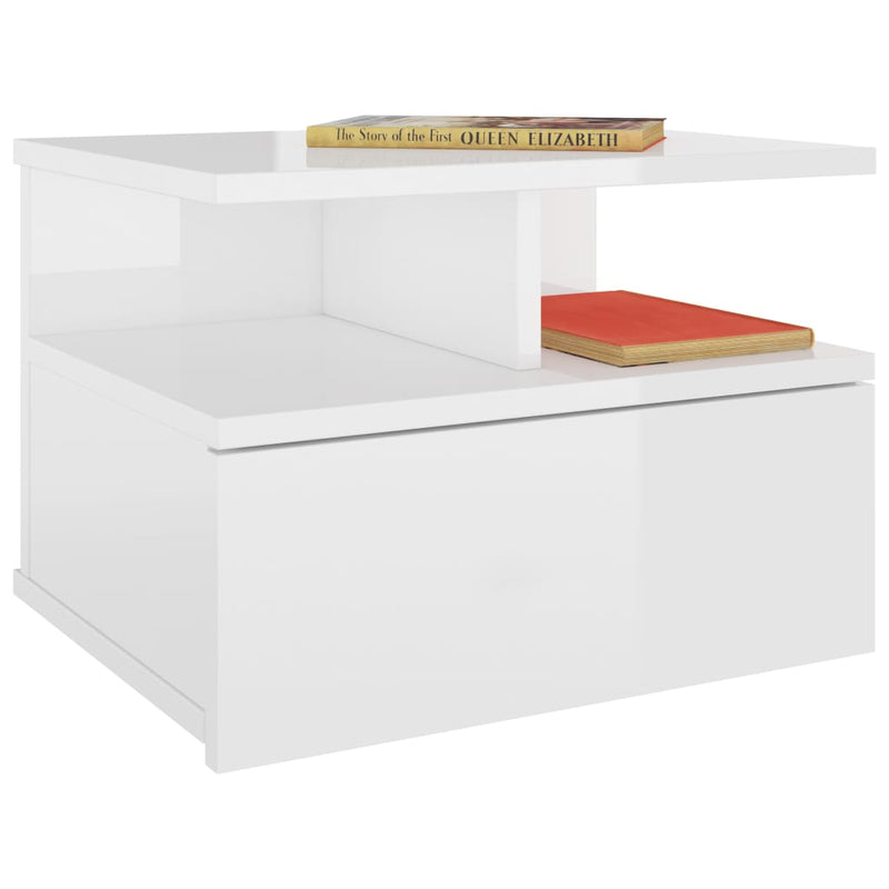 Floating Nightstands 2 pcs High Gloss White 40x31x27 cm