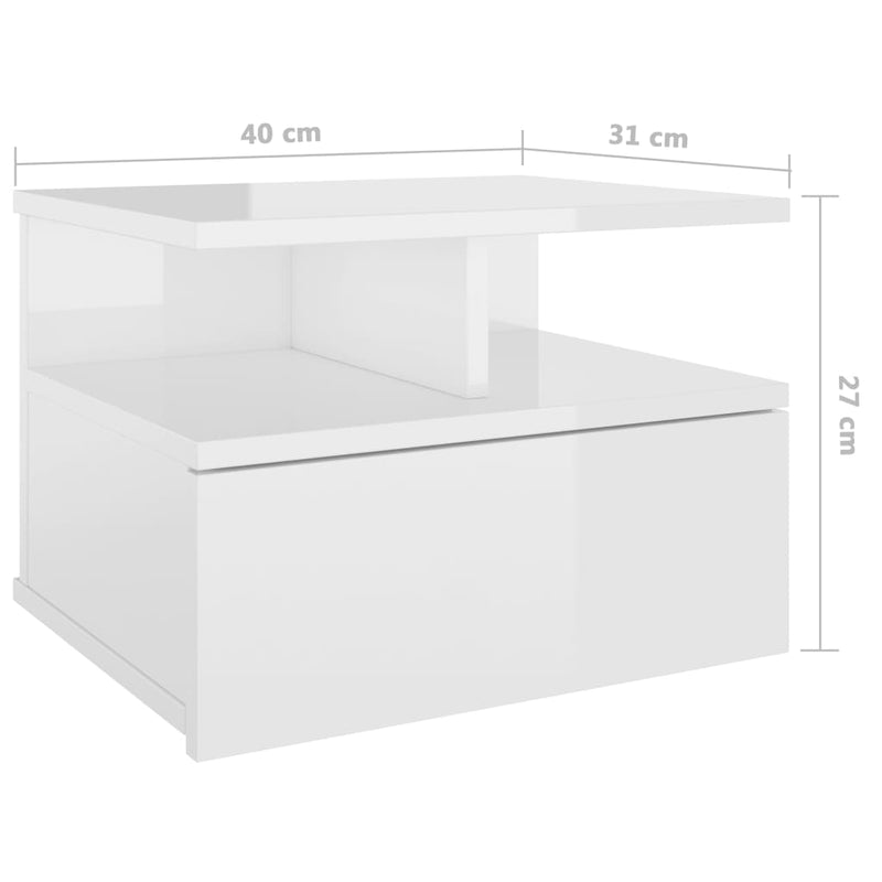 Floating Nightstands 2 pcs High Gloss White 40x31x27 cm