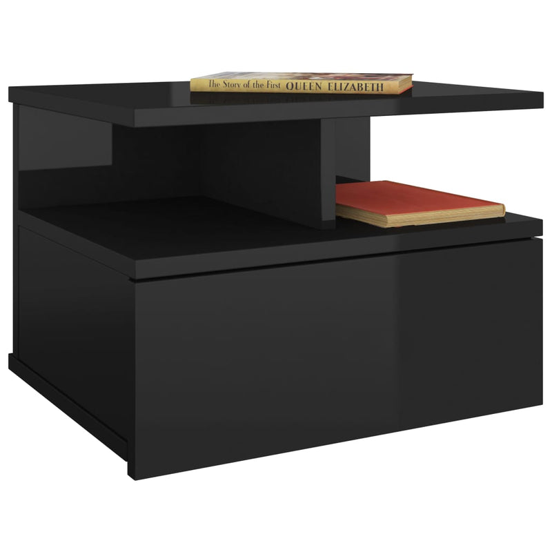 Floating Nightstands 2 pcs High Gloss Black 40x31x27 cm