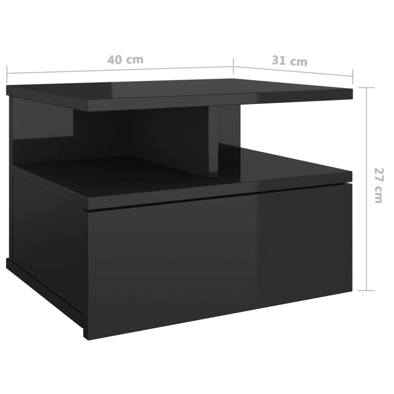 Floating Nightstands 2 pcs High Gloss Black 40x31x27 cm