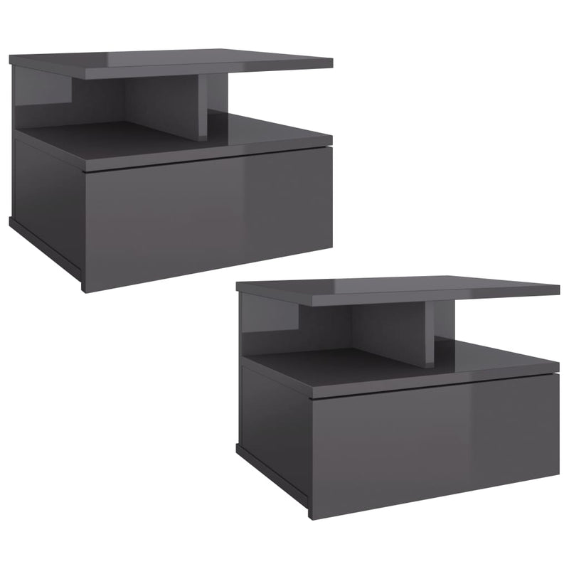 Floating Nightstands 2 pcs High Gloss Grey 40x31x27 cm