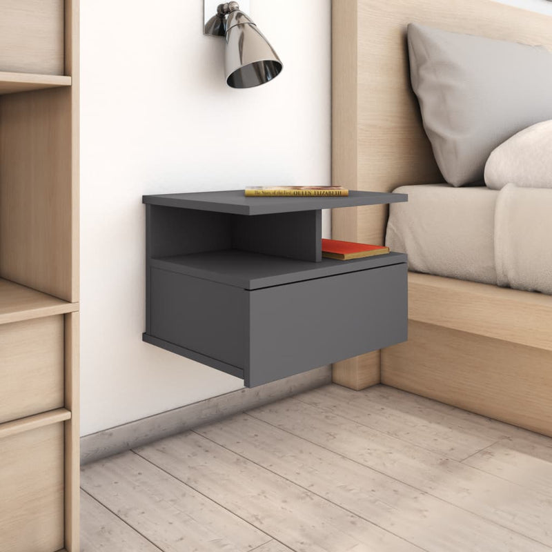 Floating Nightstands 2 pcs High Gloss Grey 40x31x27 cm