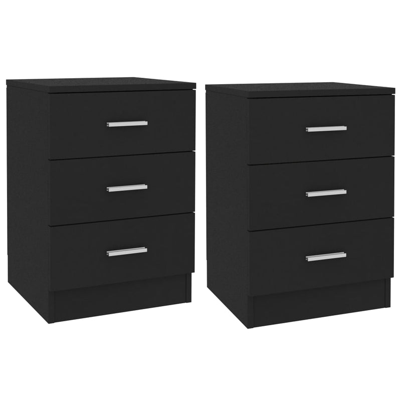 Bedside Cabinets 2 pcs Black 38x35x56 cm