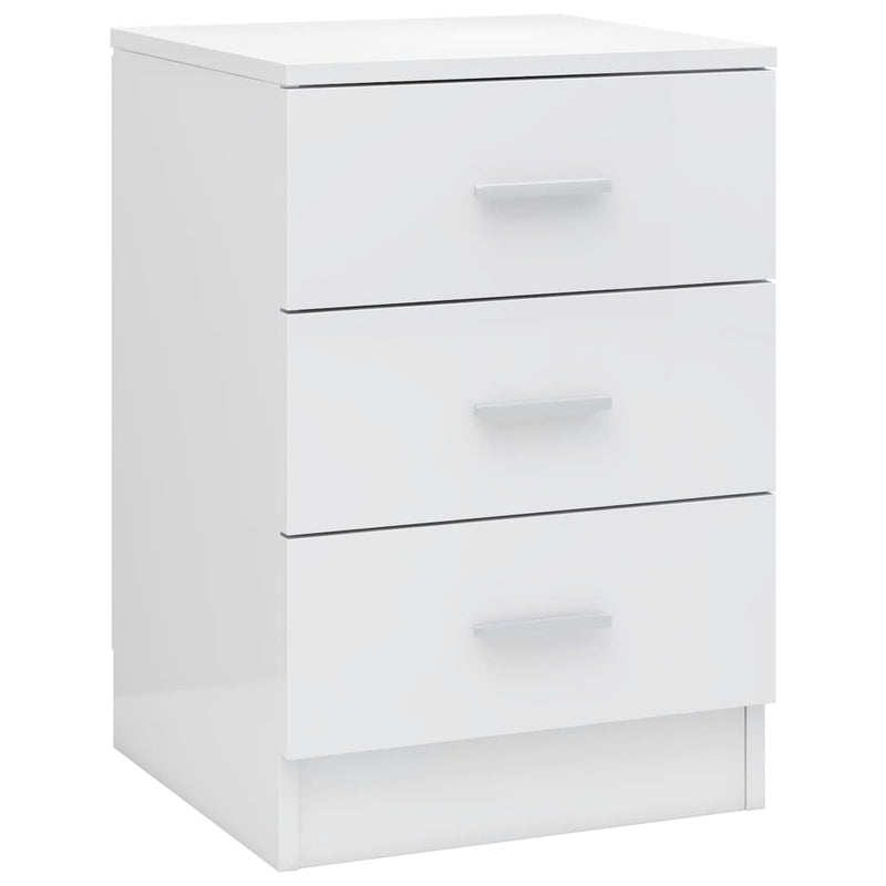 Bedside Cabinet High Gloss White 38x35x56 cm