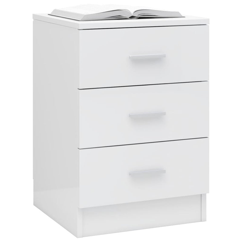 Bedside Cabinet High Gloss White 38x35x56 cm