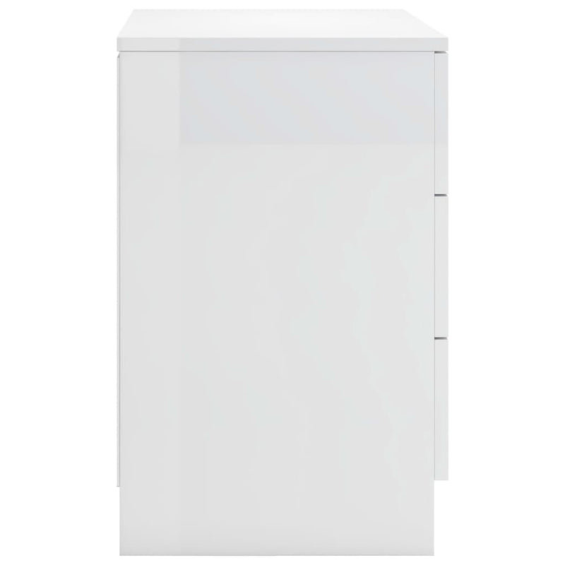 Bedside Cabinet High Gloss White 38x35x56 cm