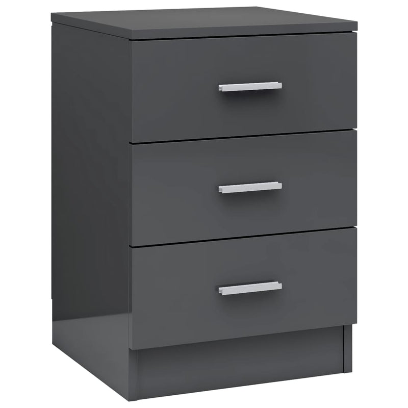 Bedside Cabinet High Gloss Grey 38x35x56 cm