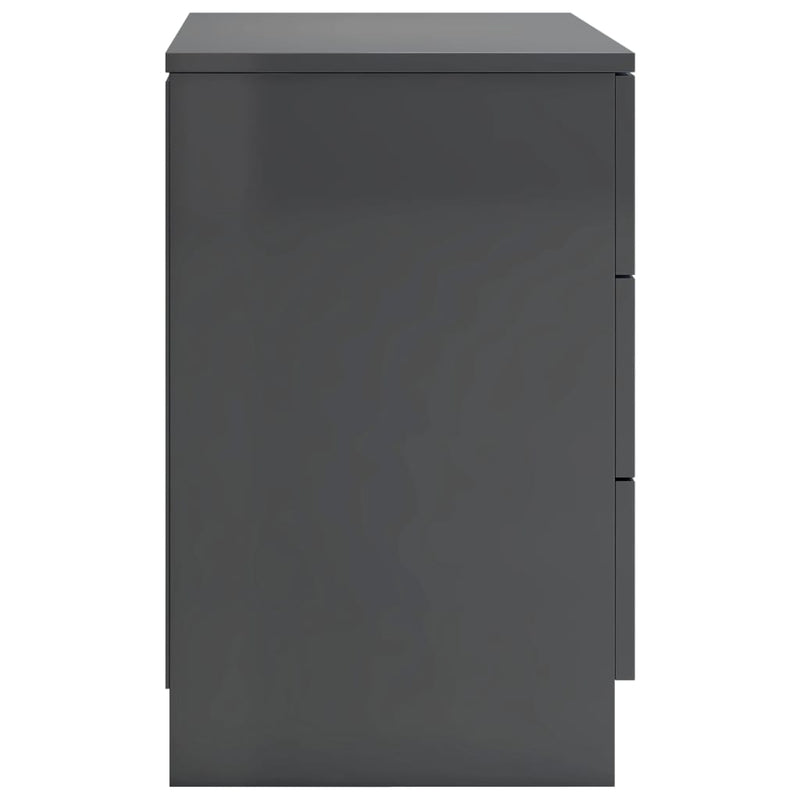 Bedside Cabinet High Gloss Grey 38x35x56 cm