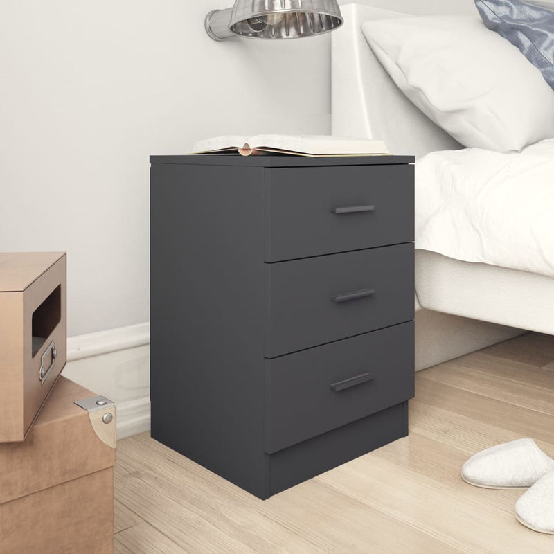 Bedside Cabinet High Gloss Grey 38x35x56 cm