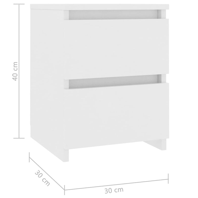 Bedside Cabinet White 30x30x40 cm