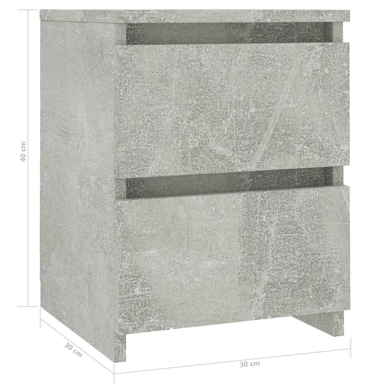 Bedside Cabinets 2 pcs Concrete Grey 30x30x40 cm