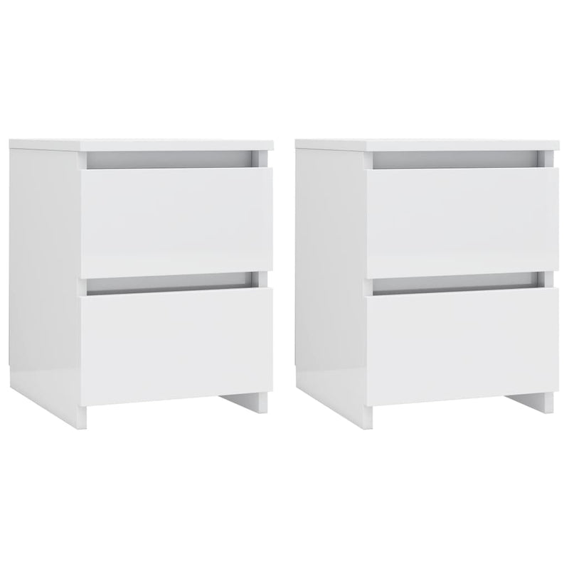 Bedside Cabinets 2 pcs High Gloss White 30x30x40 cm