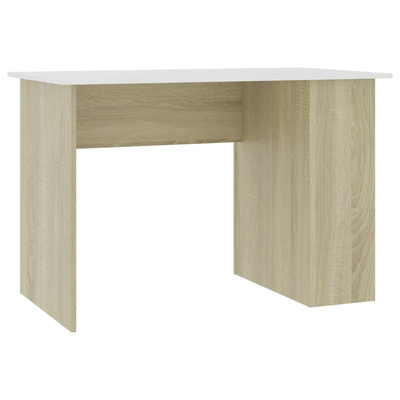 Desk White and Sonoma Oak 110x60x73 cm Chipboard