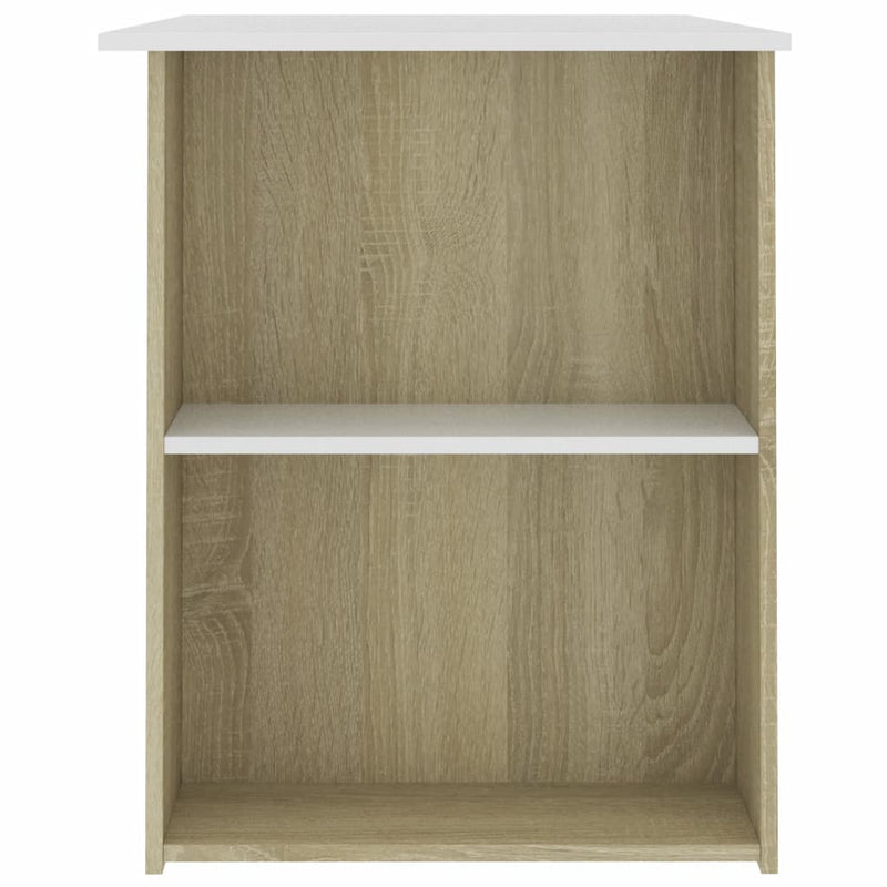 Desk White and Sonoma Oak 110x60x73 cm Chipboard