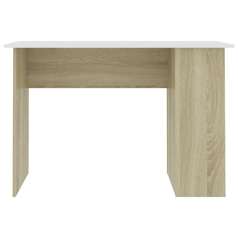 Desk White and Sonoma Oak 110x60x73 cm Chipboard