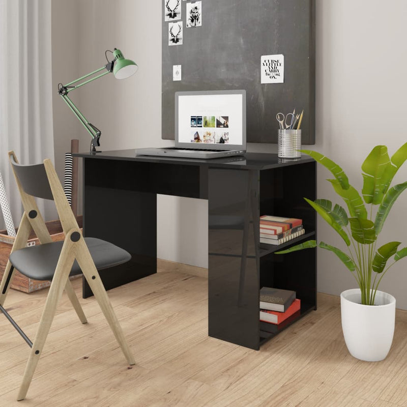 Desk High Gloss Black 110x60x73 cm Chipboard