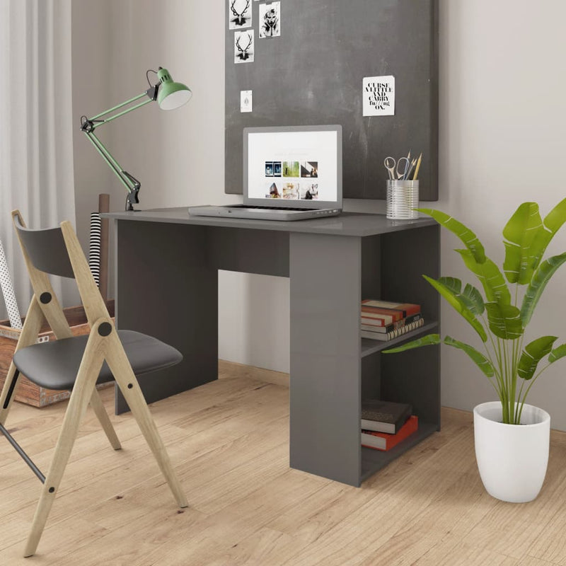 Desk High Gloss Grey 110x60x73 cm Chipboard
