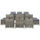 11 Piece Outdoor Dining Set with Cushions Poly Rattan Grey