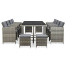 13 Piece Outdoor Dining Set with Cushions Poly Rattan Grey