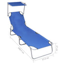 Folding Sun Lounger with Canopy Blue Aluminium