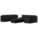 9 Piece Garden Lounge Set with Cushions Poly Rattan Black