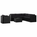 7 Piece Garden Lounge Set with Cushions Poly Rattan Black