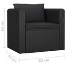 7 Piece Garden Lounge Set with Cushions Poly Rattan Black