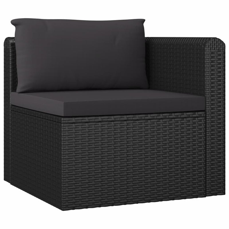 7 Piece Garden Lounge Set with Cushions Poly Rattan Black