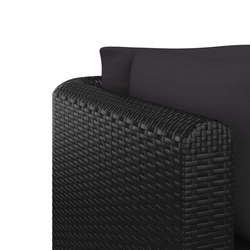 7 Piece Garden Lounge Set with Cushions Poly Rattan Black