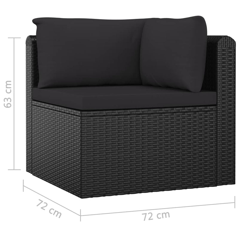 7 Piece Garden Lounge Set with Cushions Poly Rattan Black