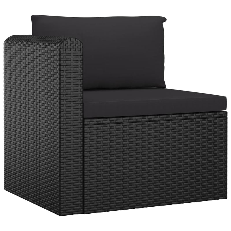 5 Piece Garden Lounge Set with Cushions Poly Rattan Black