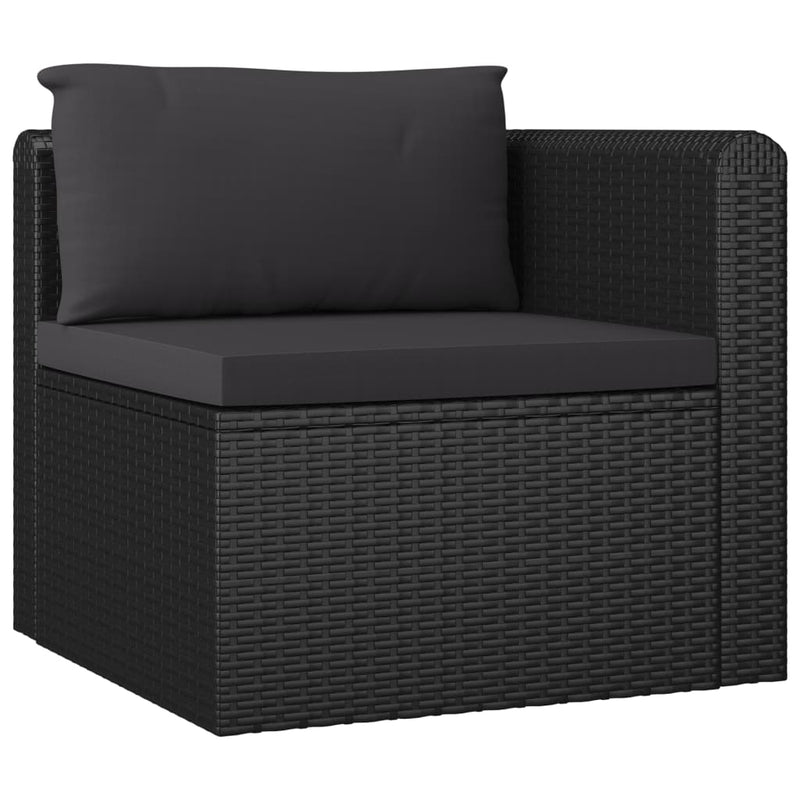 5 Piece Garden Lounge Set with Cushions Poly Rattan Black